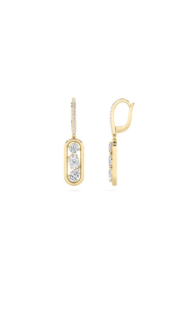 1.5Cttw Mixed Shaped Lab Grown Diamond (F/VS) Paperclip Dangle Earrings in 14K Gold