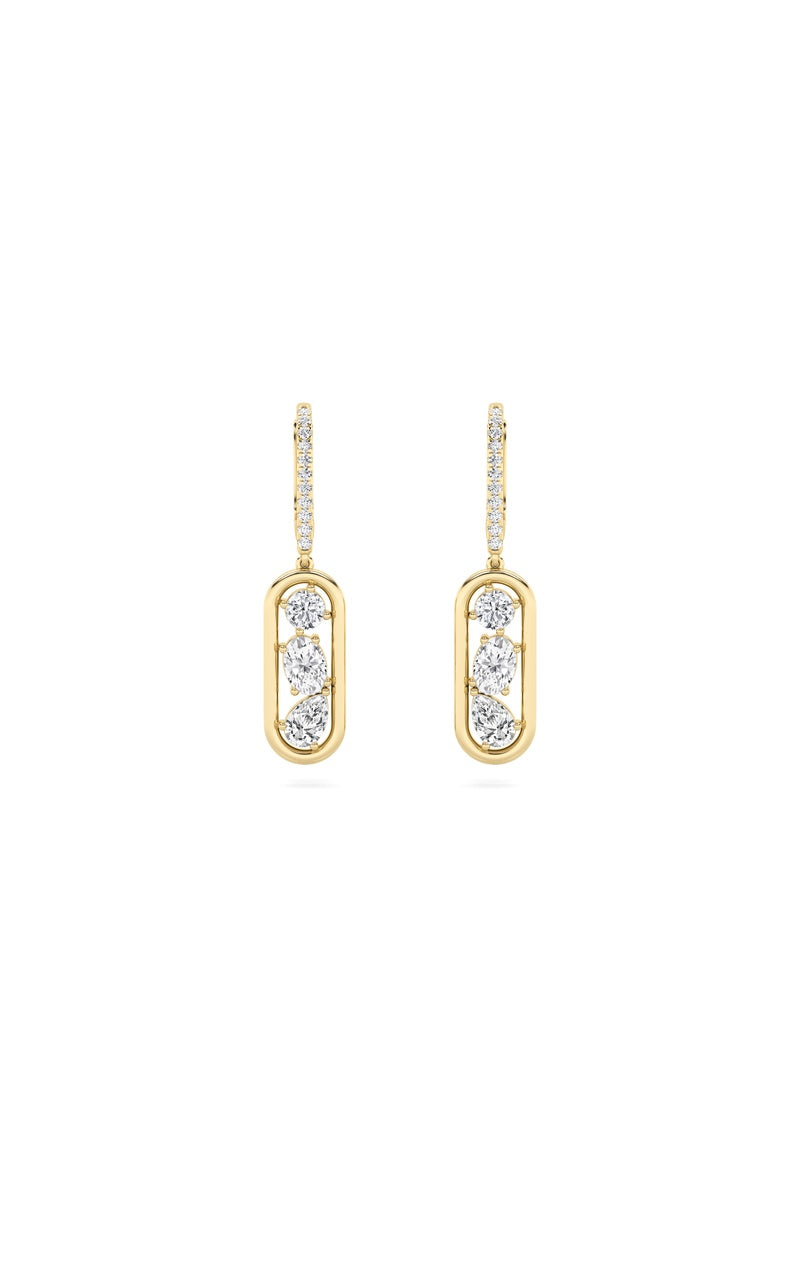1.5Cttw Mixed Shaped Lab Grown Diamond (F/VS) Paperclip Dangle Earrings in 14K Gold