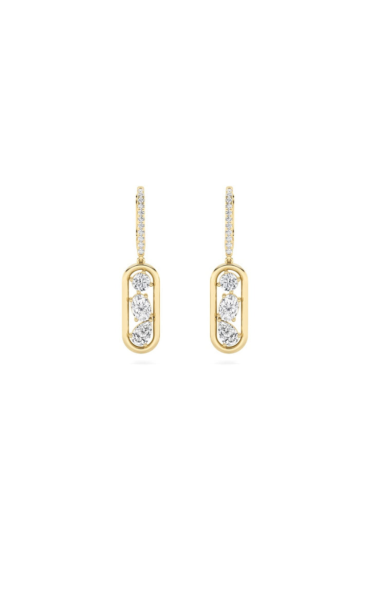 1.5CTW Mixed Shaped Lab Grown Diamond (F/VS) Paperclip Dangle Earrings in 14K Gold
