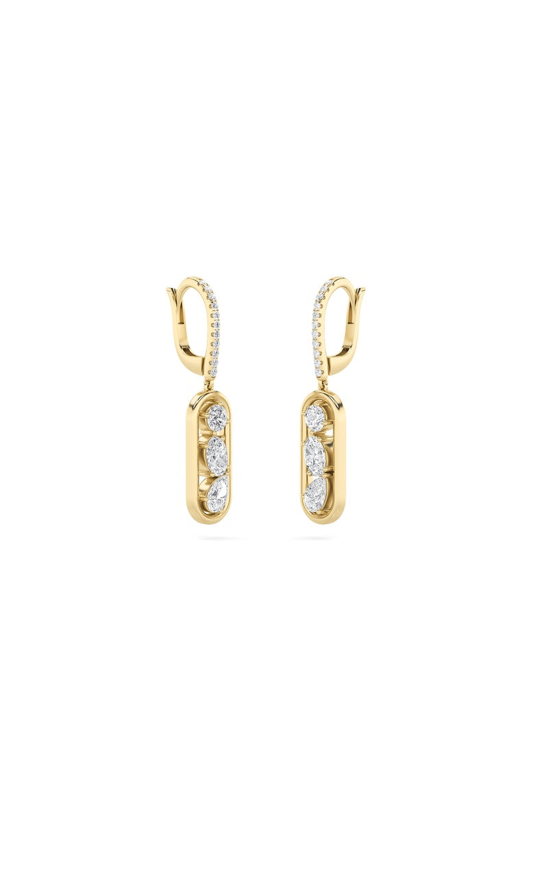 1.75Cttw Mixed Shaped Lab Grown Diamond (F/VS) Paperclip Dangle Earrings in 14K Gold
