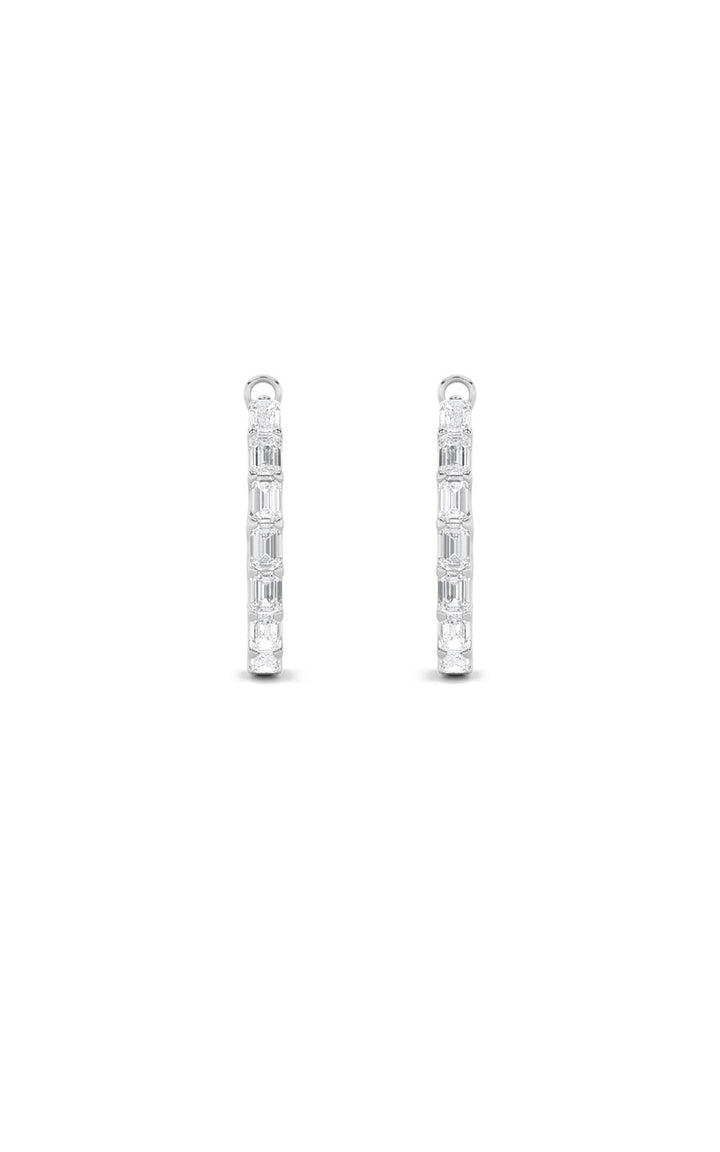 4.75Cttw Emerald Shaped Lab Grown Diamond (G/VS) Inside Out Hoop Earrings in 14K Gold