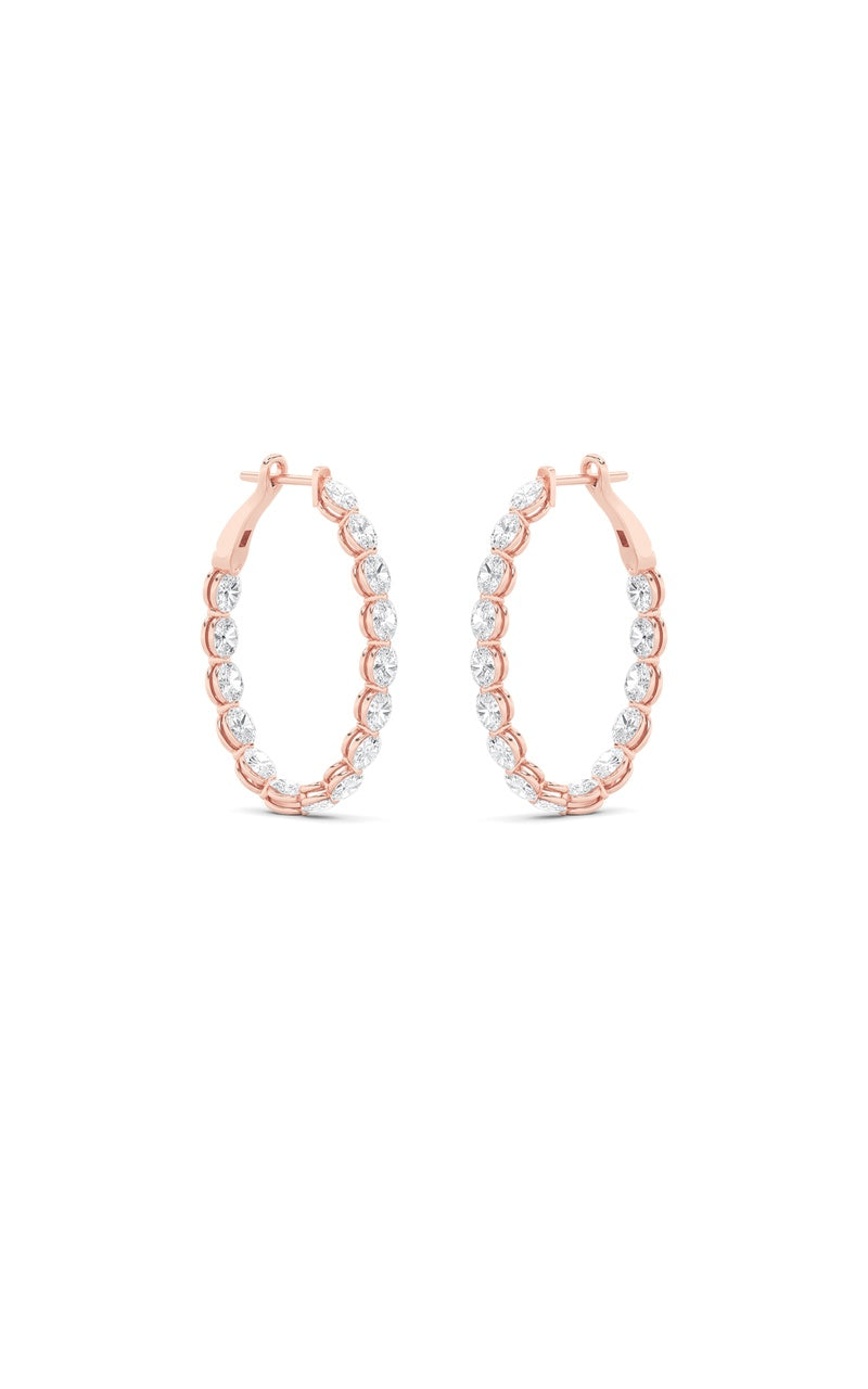6Cttw Oval Shaped Lab Grown Diamond (F/VS) InsideOut Hoop Earrings in 14K Gold