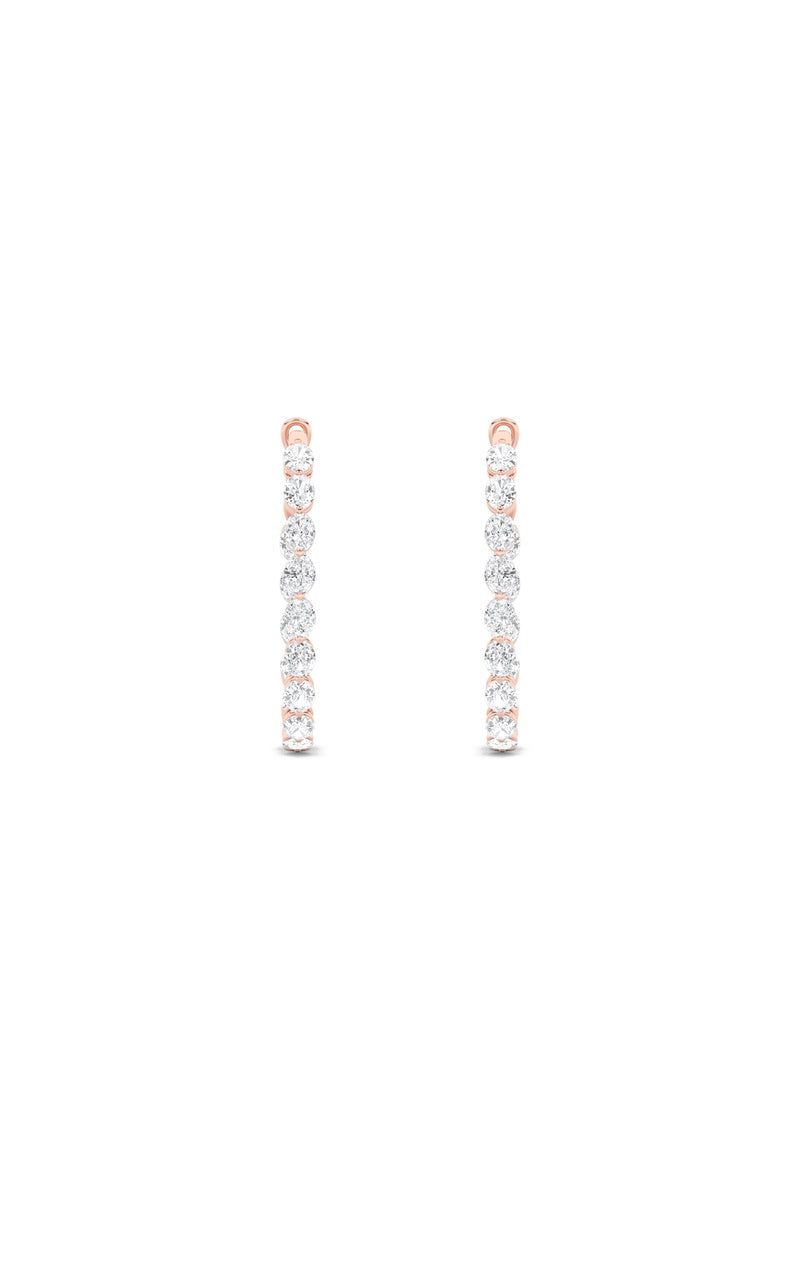 6CTW Oval Shaped Lab Grown Diamond (F/VS) Inside Out Hoop Earrings in 14K Gold