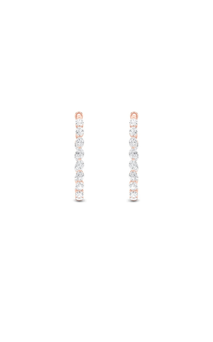 6CTW Oval Shaped Lab Grown Diamond (F/VS) Inside Out Hoop Earrings in 14K Gold