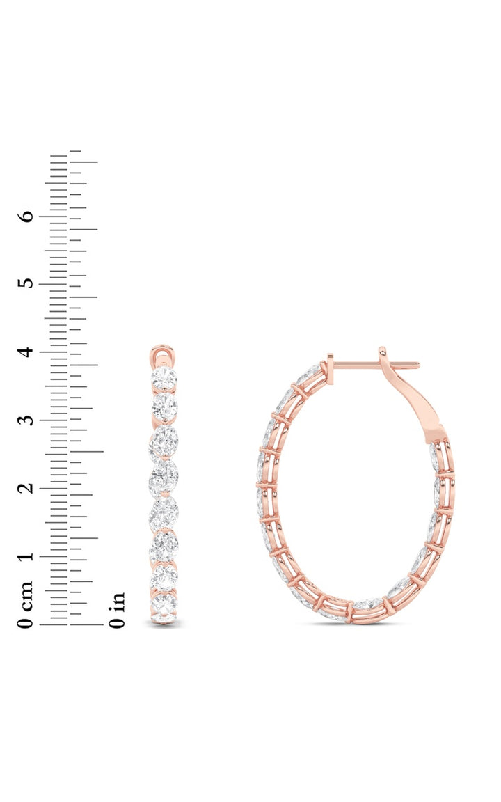 6Cttw Oval Shaped Lab Grown Diamond (F/VS) InsideOut Hoop Earrings in 14K Gold