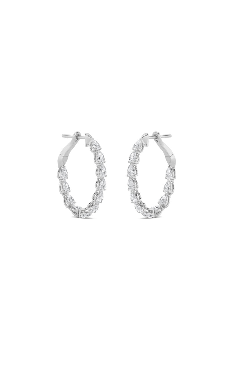 4.25CTW Pear Shaped Lab Grown Diamond (F/VS) Inside Out Hoop Earrings in 14K Gold