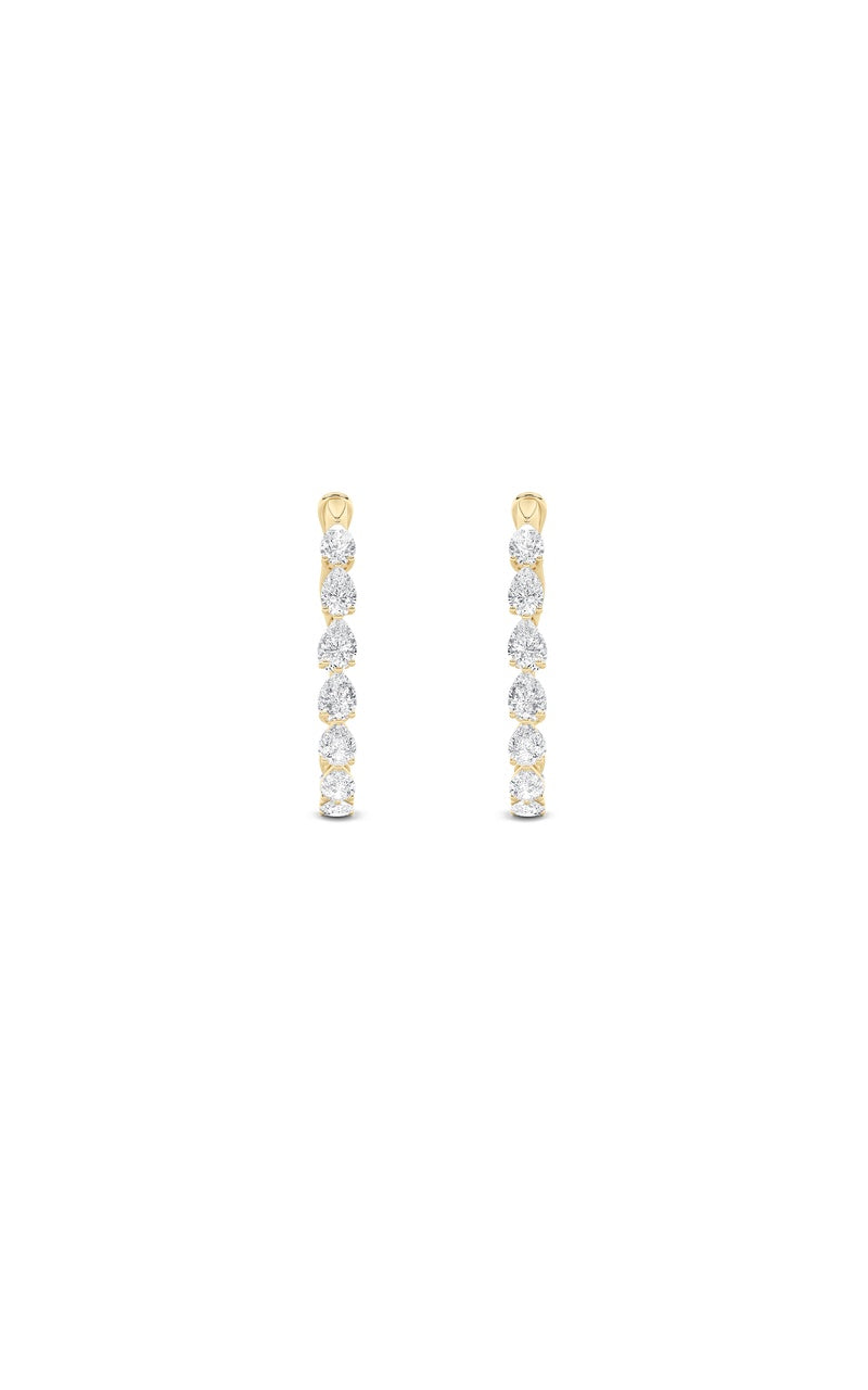4.25CTW Pear Shaped Lab Grown Diamond (F/VS) Inside Out Hoop Earrings in 14K Gold