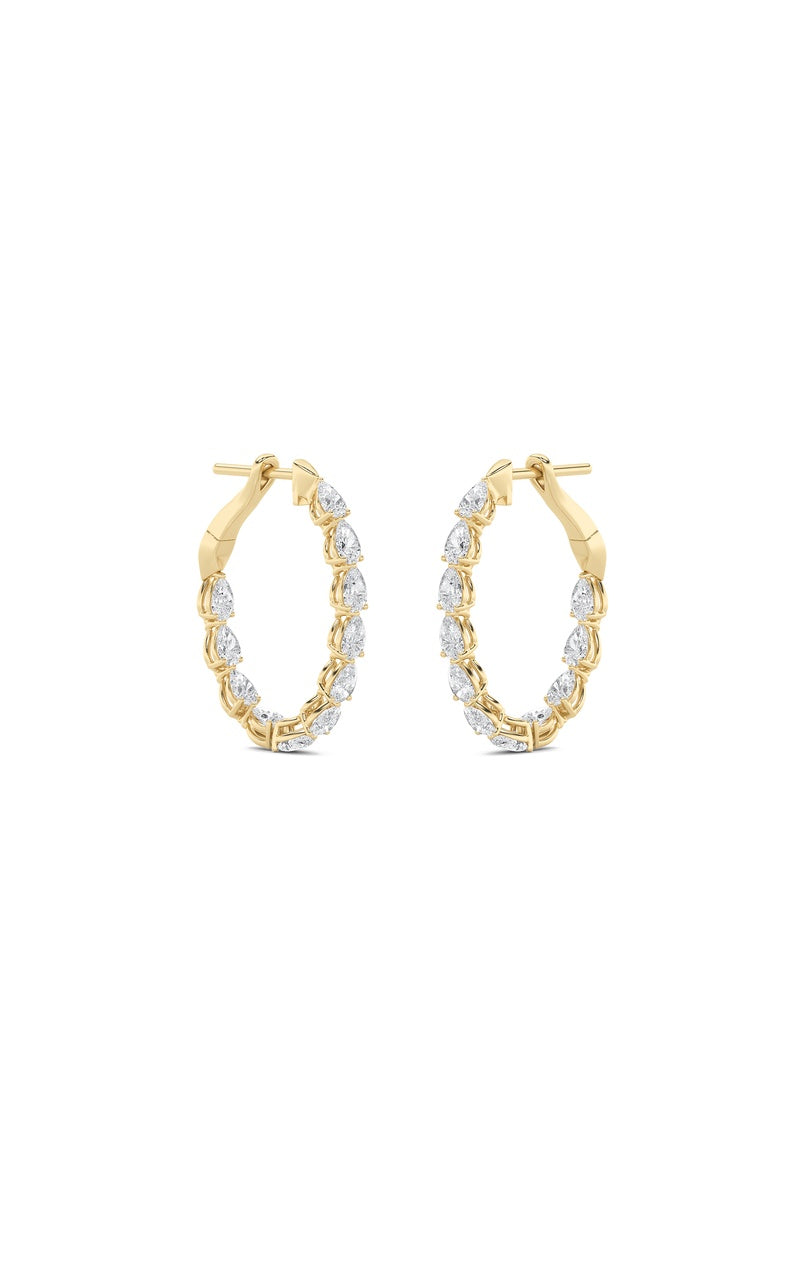 4.25Cttw Pear Shaped Lab Grown Diamond (F/VS) Inside Out Hoop Earrings in 14K Gold