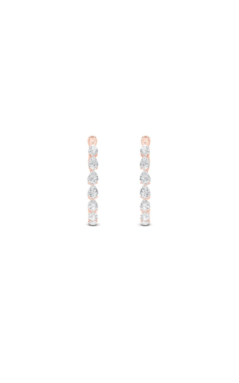 4.25CTW Pear Shaped Lab Grown Diamond (F/VS) Inside Out Hoop Earrings in 14K Gold