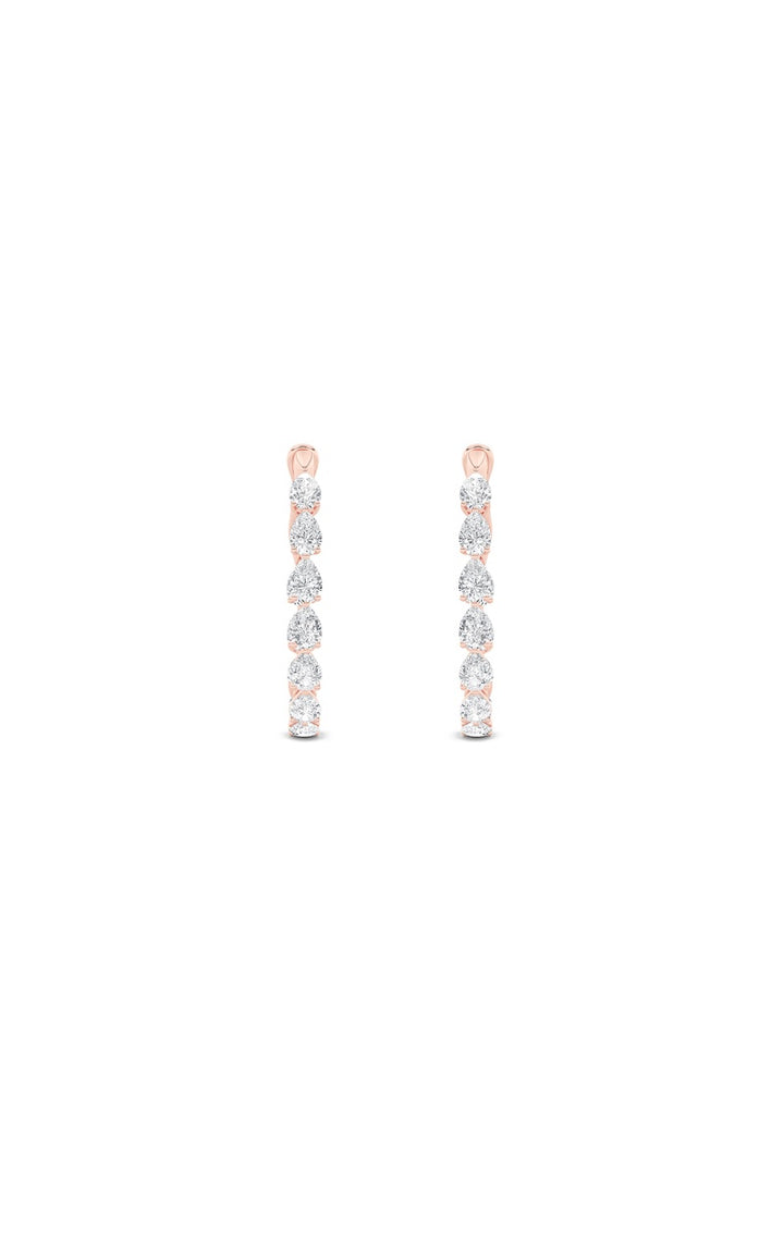 4.25CTW Pear Shaped Lab Grown Diamond (F/VS) Inside Out Hoop Earrings in 14K Gold