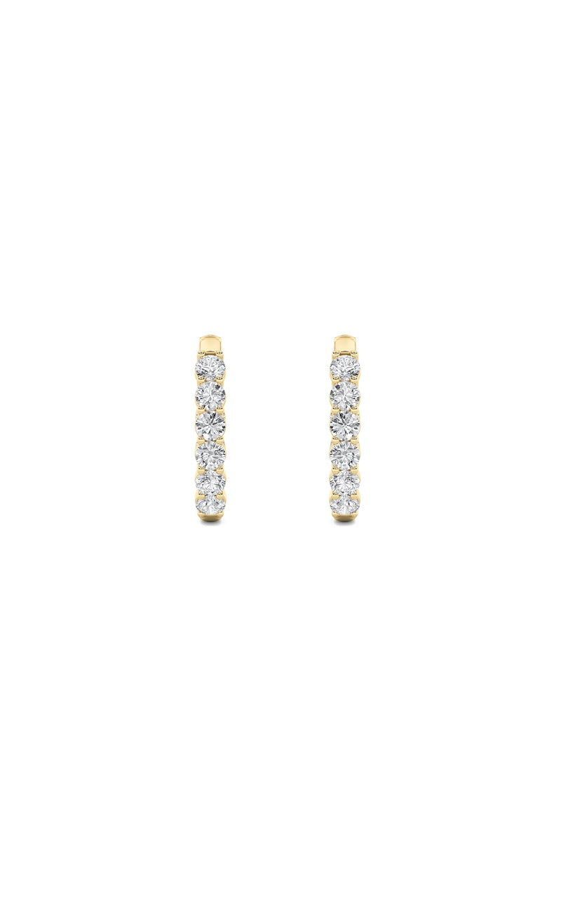 3CTW Round Shaped Lab Grown Diamond (F/VS) Inside Out Hoop Earrings in 14K Gold