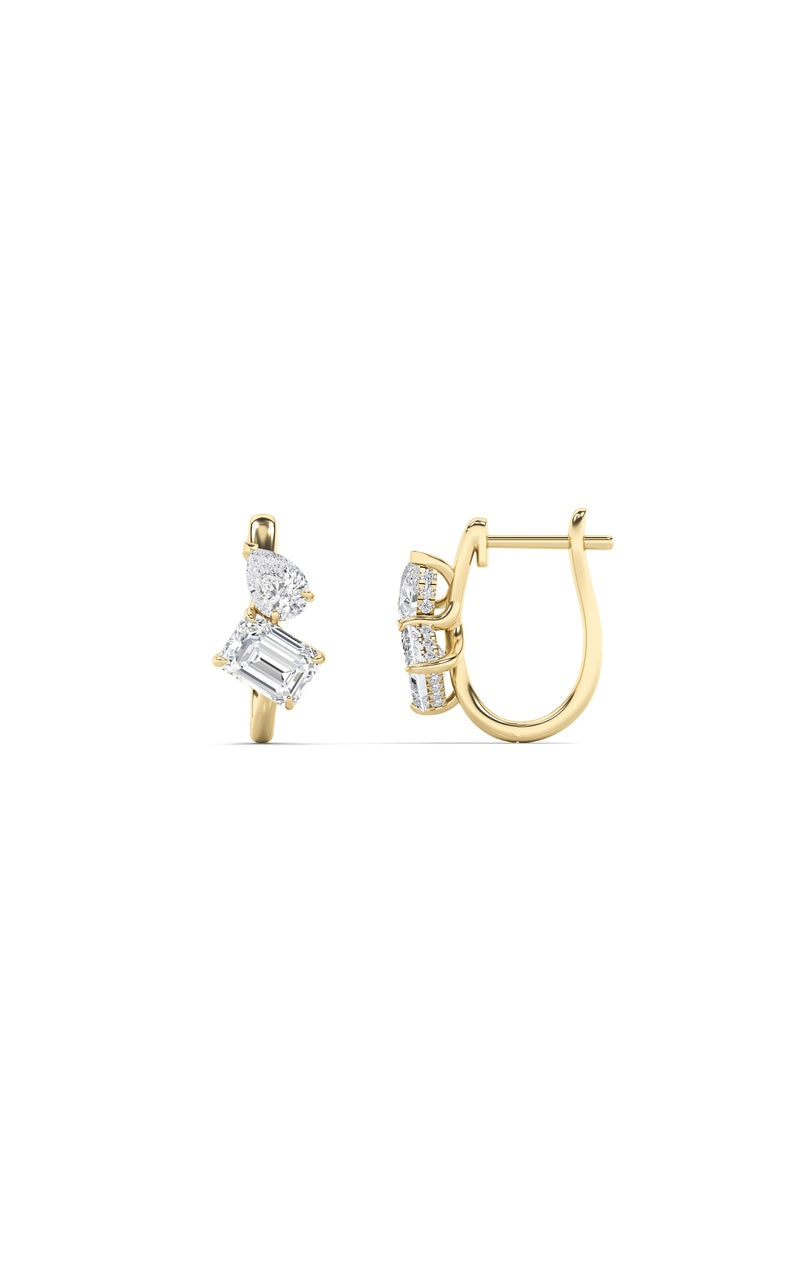 3CTW Mixed Shaped Lab Grown Diamond (F/VS) Toi et Moi Fashion Earrings in 14K Gold