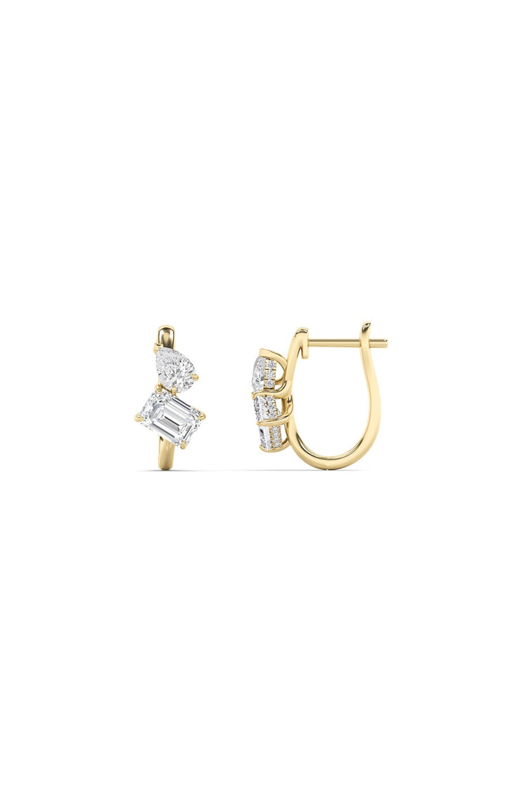 3CTW Mixed Shaped Lab Grown Diamond (F/VS) Toi et Moi Fashion Earrings in 14K Gold