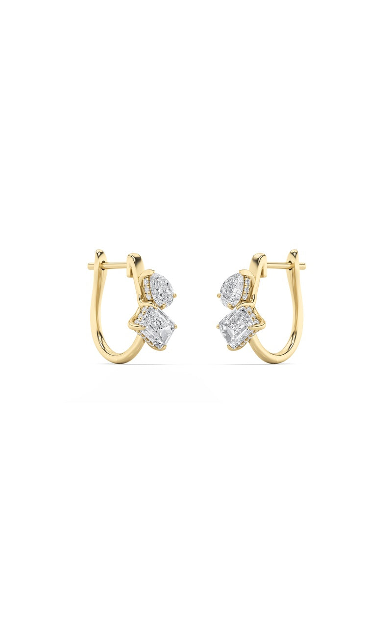 3Cttw Mixed Shaped Lab Grown Diamond (F/VS) Toi etMoi Fashion Earrings in 14K Gold