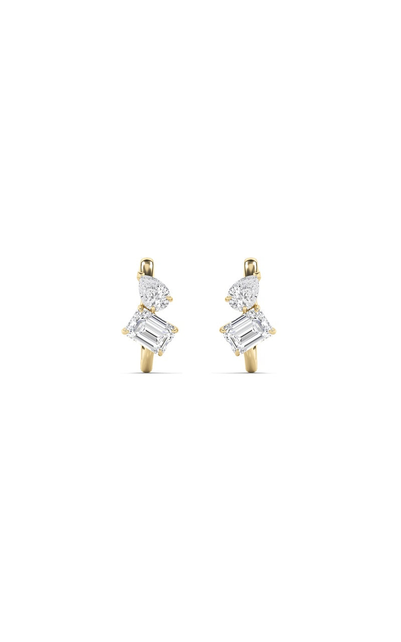 3Cttw Mixed Shaped Lab Grown Diamond (F/VS) Toi etMoi Fashion Earrings in 14K Gold