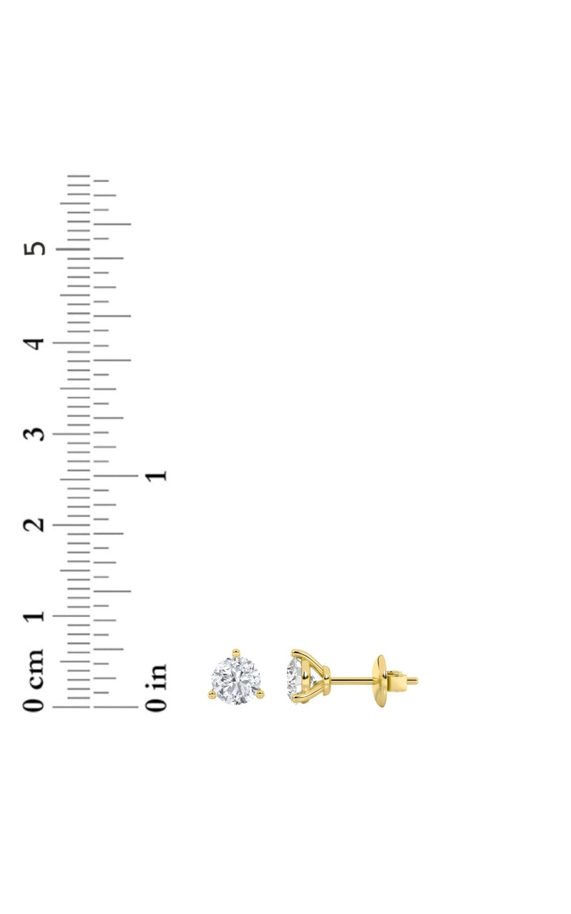 1Cttw Round Shaped Lab Grown Diamond (F/VS) ThreeProng Stud Earrings in 14K Gold