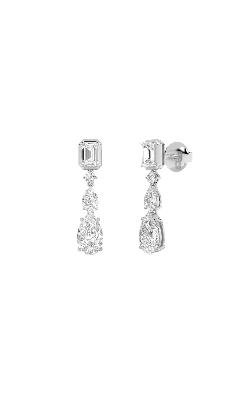 4.5CTW Pear Shaped Lab Grown Diamond (F/VS) Dangle Earrings in 10K Gold