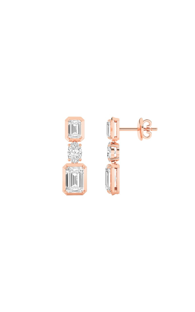3CTW Radiant Shaped Lab Grown Diamond (F/VS) Dangle Earrings in 14K Gold