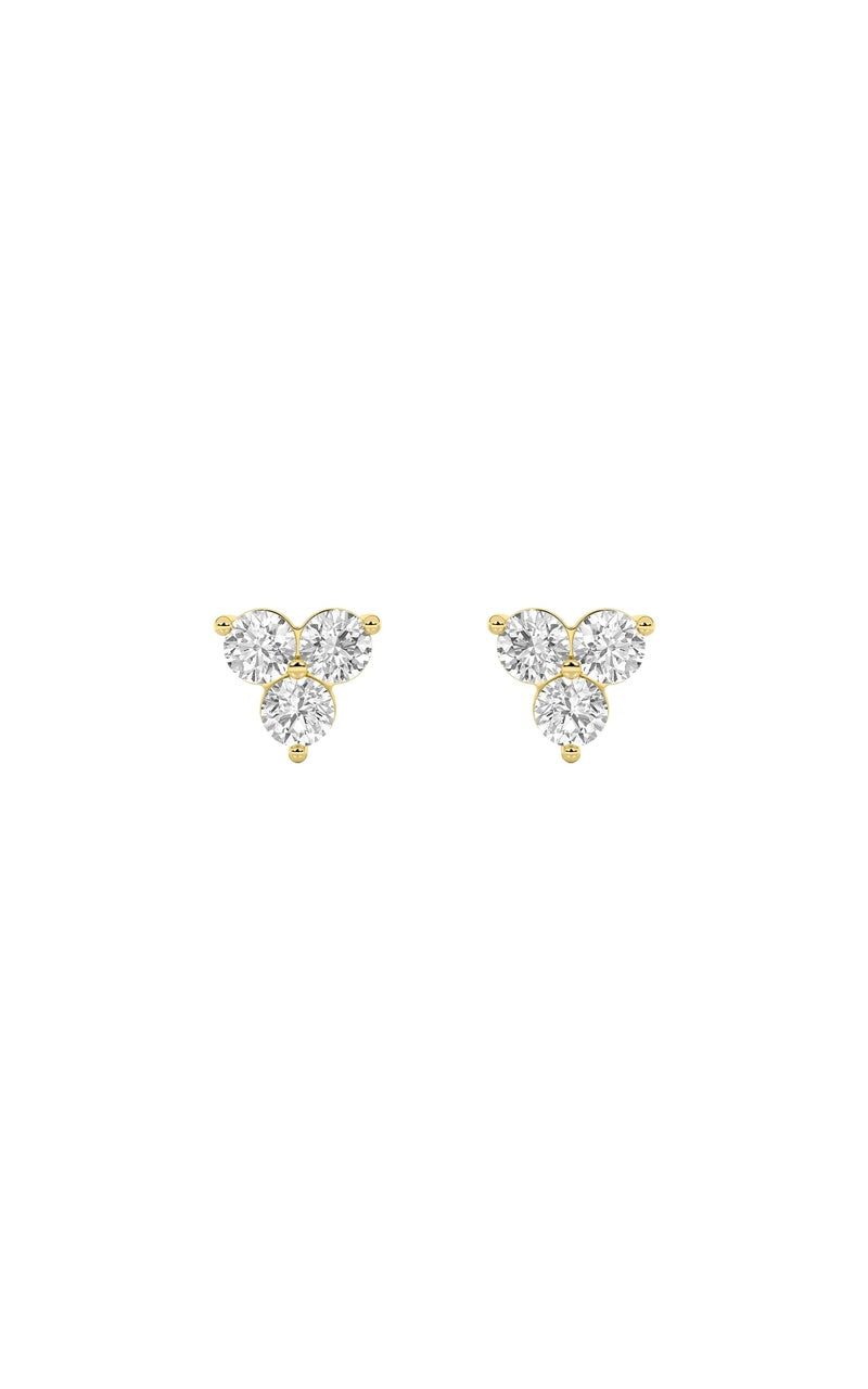 1.5CTW Round Shaped Lab Grown Diamond (F/VS) Three Stone Earrings in 14K Gold