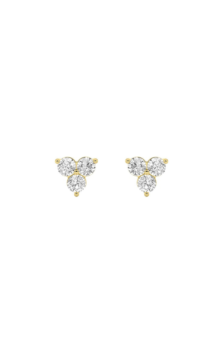 1.5CTW Round Shaped Lab Grown Diamond (F/VS) Three Stone Earrings in 14K Gold