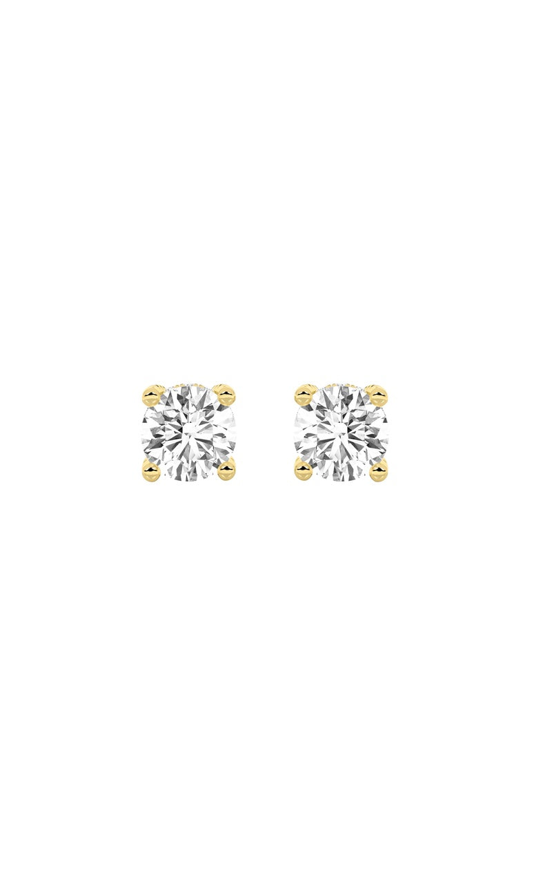 2Cttw Round Shaped Lab Grown Diamond (F/VS) Stud Earrings in 14K Gold