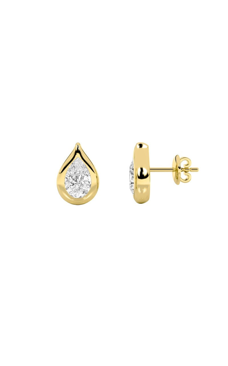2CTW Pear Shaped Lab Grown Diamond (F/VS) Stud Earrings in 14K Gold