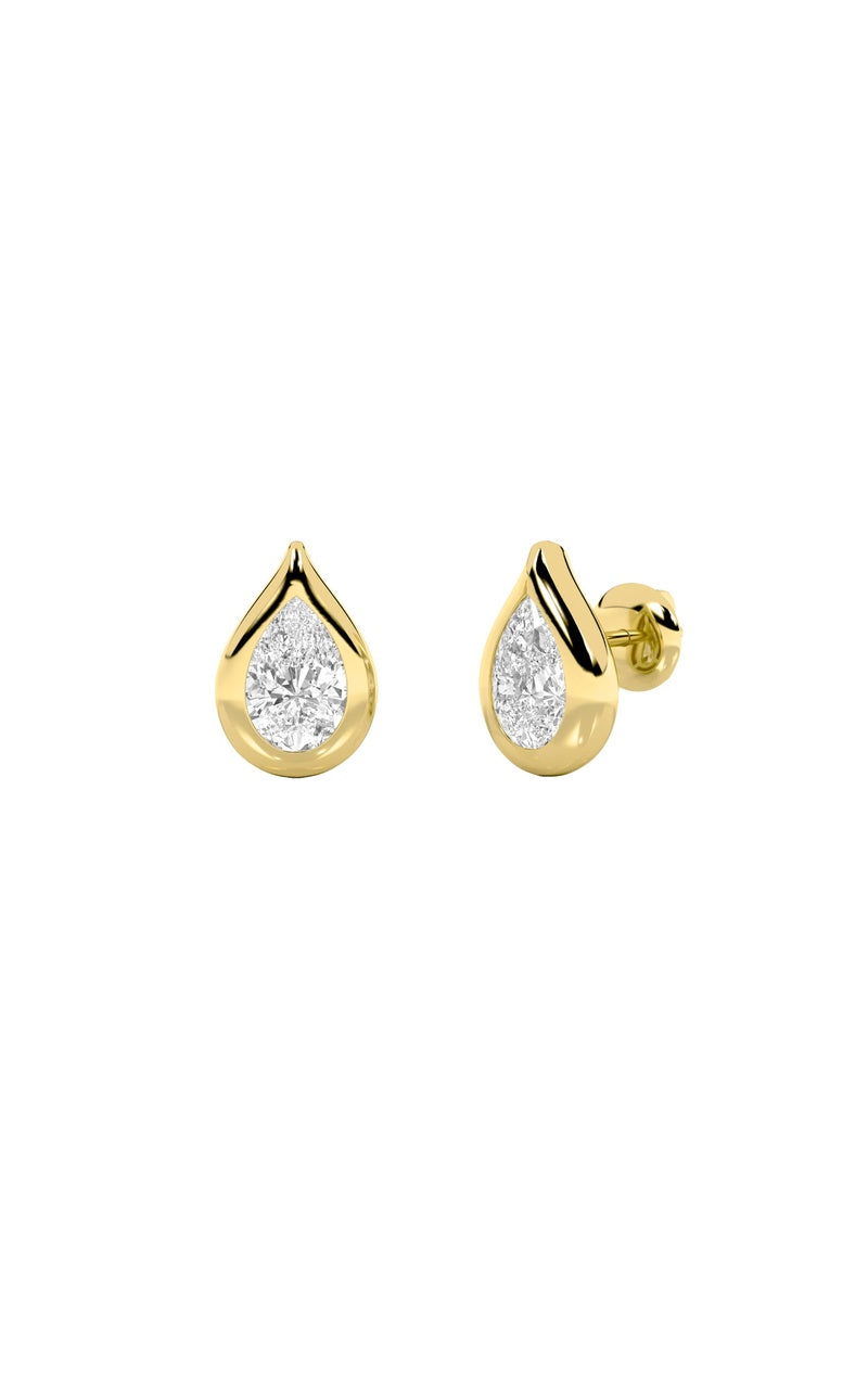 2CTW Pear Shaped Lab Grown Diamond (F/VS) Stud Earrings in 14K Gold
