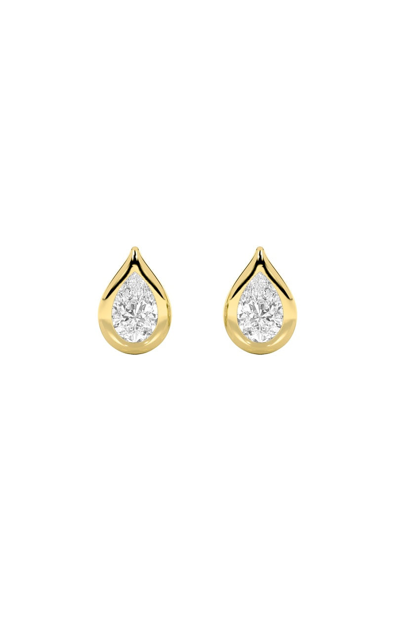 2CTW Pear Shaped Lab Grown Diamond (F/VS) Stud Earrings in 14K Gold