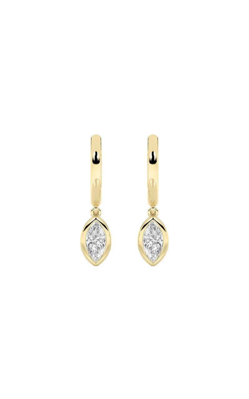 0.6Cttw Marquise Shaped Lab Grown Diamond (F/VS) Dangle Earrings in 14K Gold