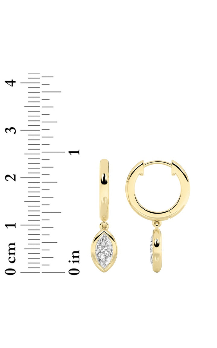 0.6Cttw Marquise Shaped Lab Grown Diamond (F/VS) Dangle Earrings in 14K Gold