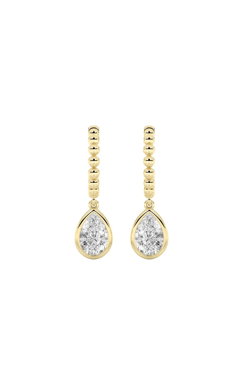 1Cttw Pear Shaped Lab Grown Diamond (F/VS) DangleEarrings in 14K Gold