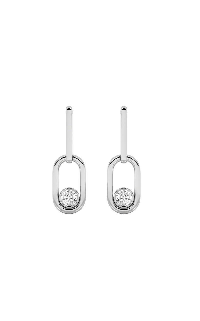 0.5Cttw Round Shaped Lab Grown Diamond (F/VS) Bezel Set Paperclip Dangle Earrings in 14K Gold