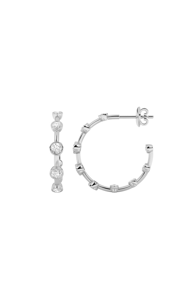 2Cttw Round Shaped Lab Grown Diamond (F/VS) Bezel set Bubble Earrings in 14K Gold