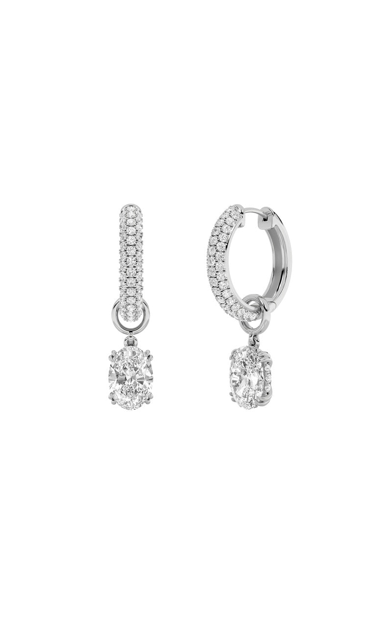 4Cttw Oval Shaped Lab Grown Diamond (F/VS) DangleEarrings in 14K Gold