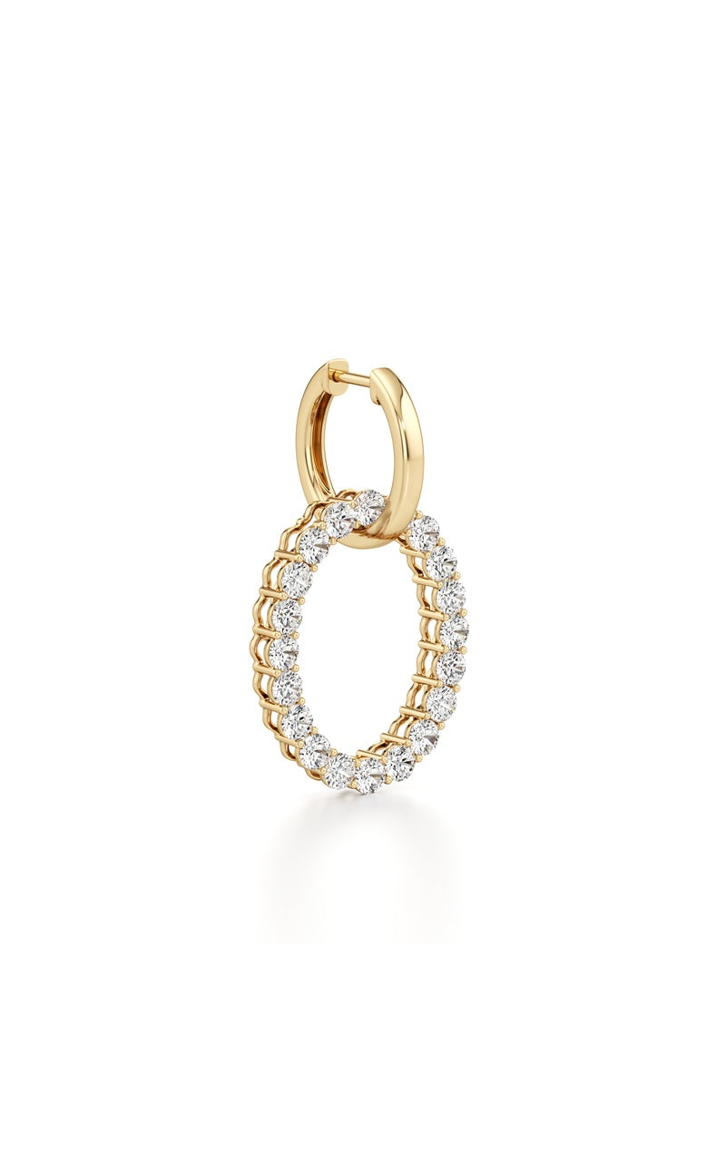 4Cttw Round Shaped Lab Grown Diamond (F/VS) DanglePendant and Hoop Earrings in 14K Gold