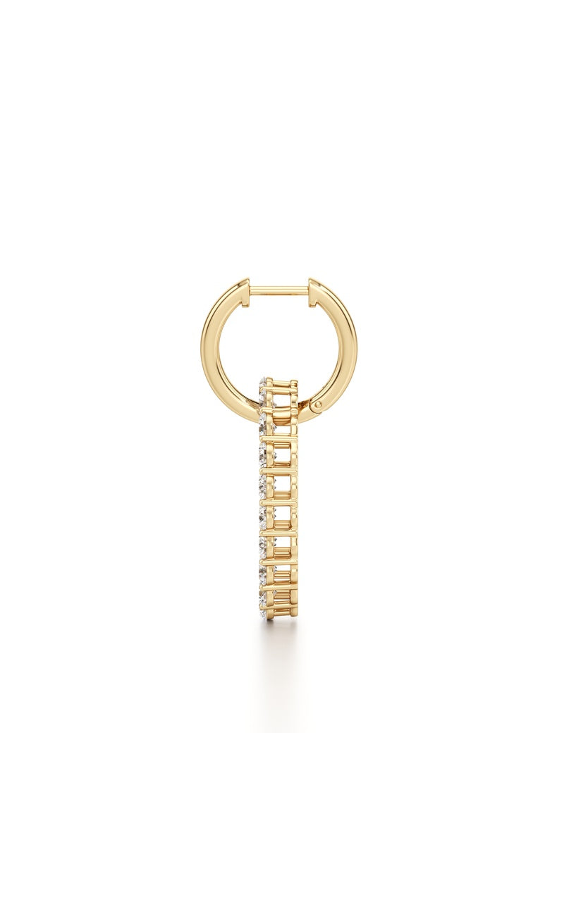 4Cttw Round Shaped Lab Grown Diamond (F/VS) DanglePendant and Hoop Earrings in 14K Gold