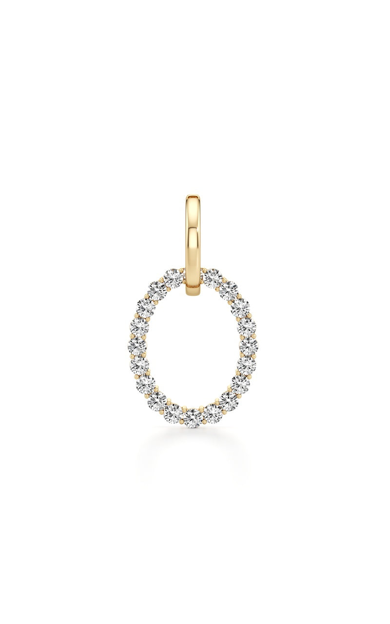 4Cttw Round Shaped Lab Grown Diamond (F/VS) DanglePendant and Hoop Earrings in 14K Gold
