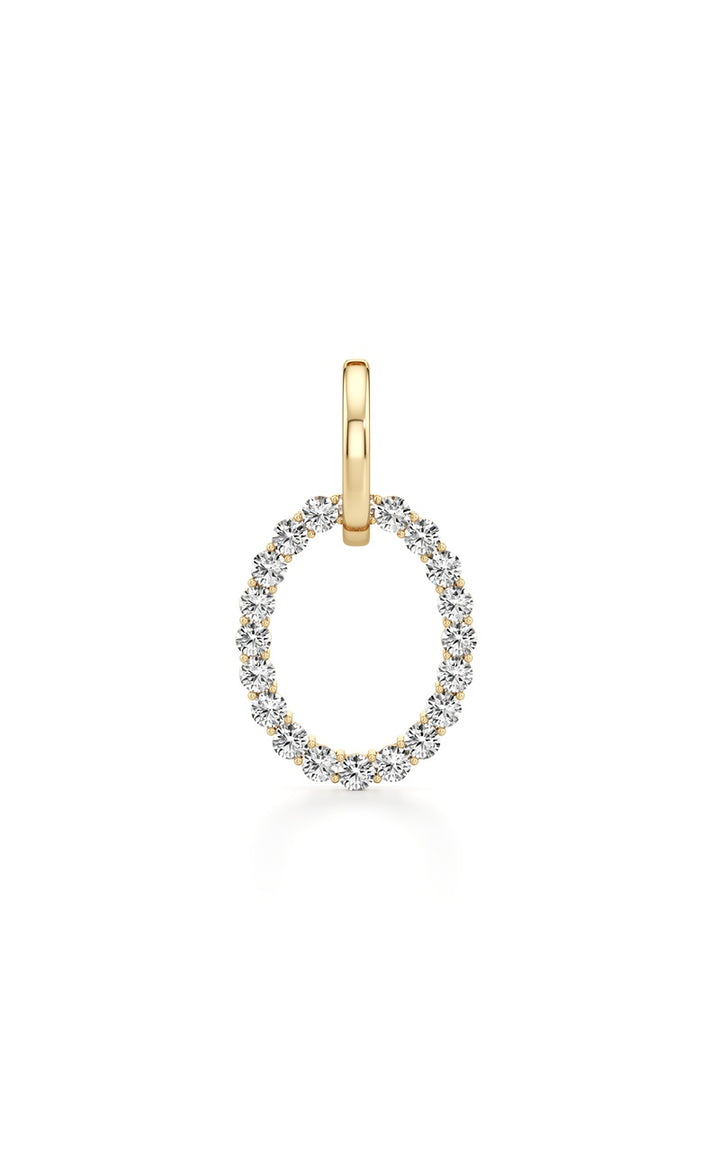 4Cttw Round Shaped Lab Grown Diamond (F/VS) Dangle Pendant and Hoop Earrings in 14K Gold