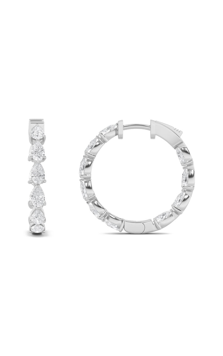 4Cttw Pear Shaped Lab Grown Diamond (F/VS) InsideOut Hoop Earrings in 14K Gold