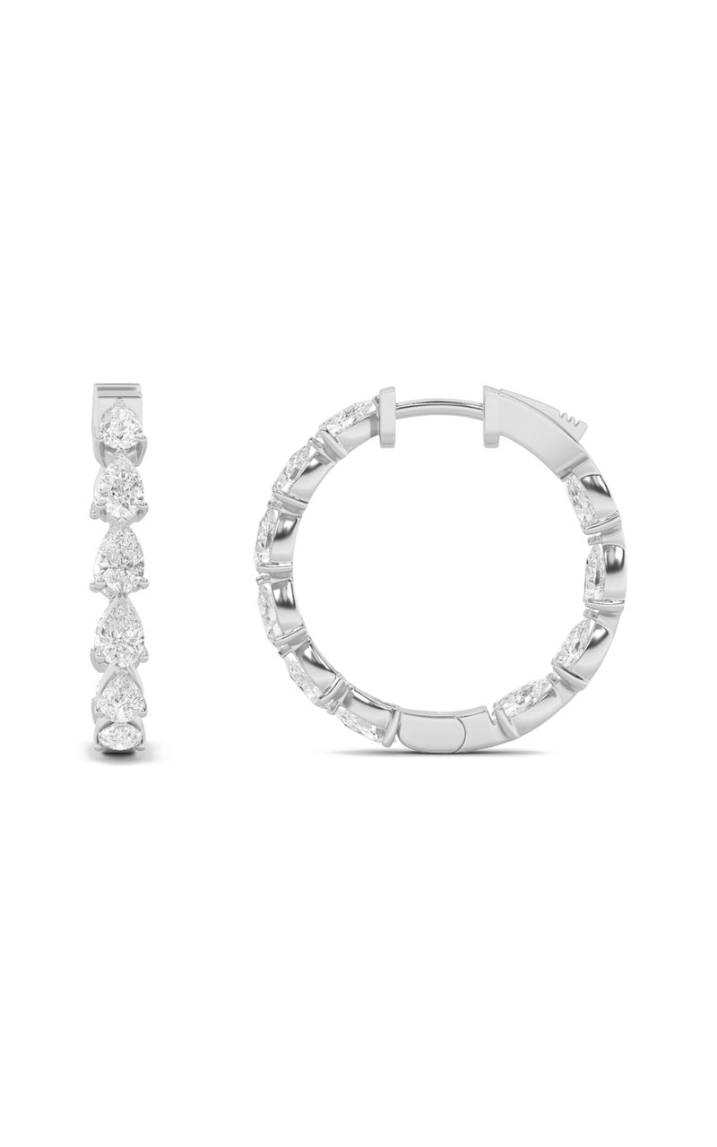 4CTW Pear Shaped Lab Grown Diamond (F/VS) Inside Out Hoop Earrings in 14K Gold
