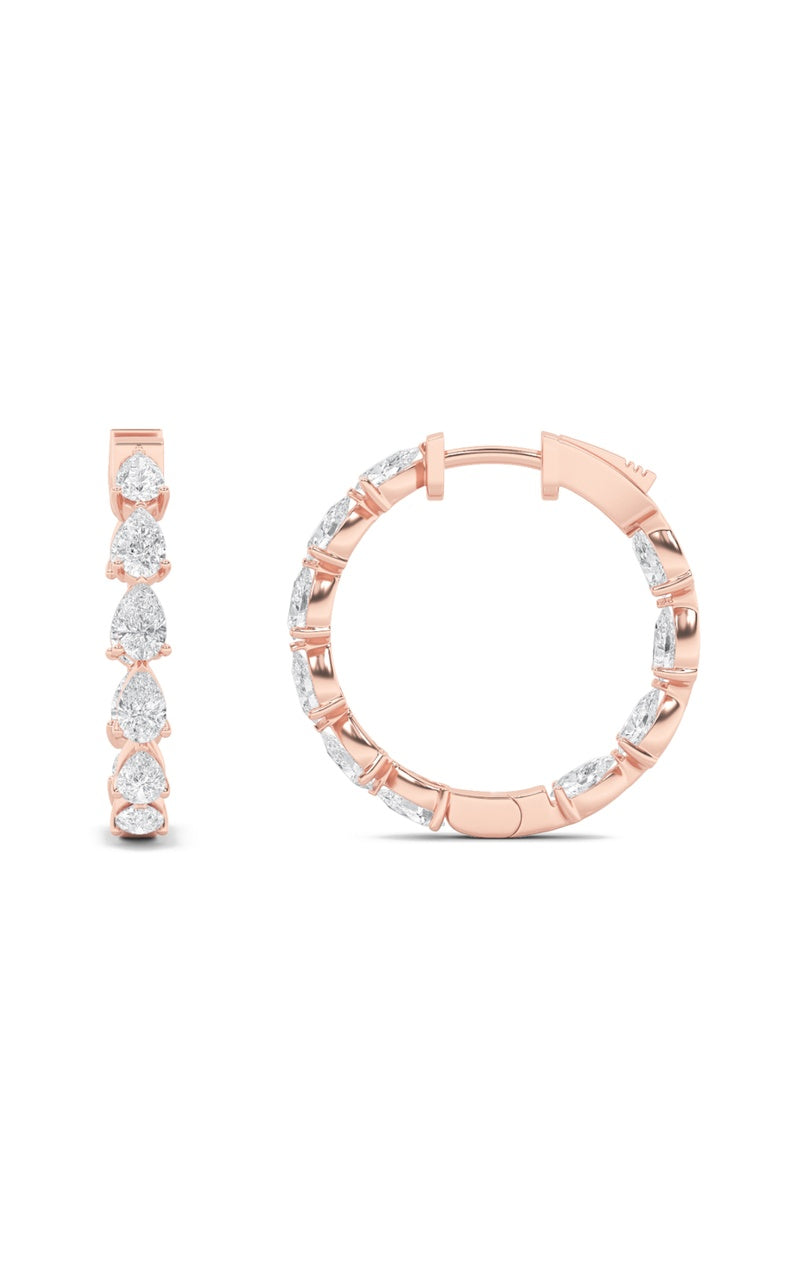 4Cttw Pear Shaped Lab Grown Diamond (F/VS) InsideOut Hoop Earrings in 14K Gold