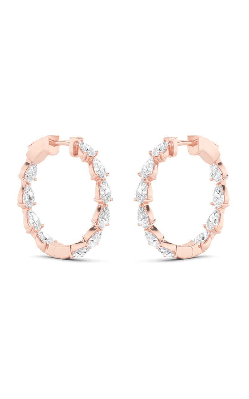 4Cttw Pear Shaped Lab Grown Diamond (F/VS) InsideOut Hoop Earrings in 14K Gold