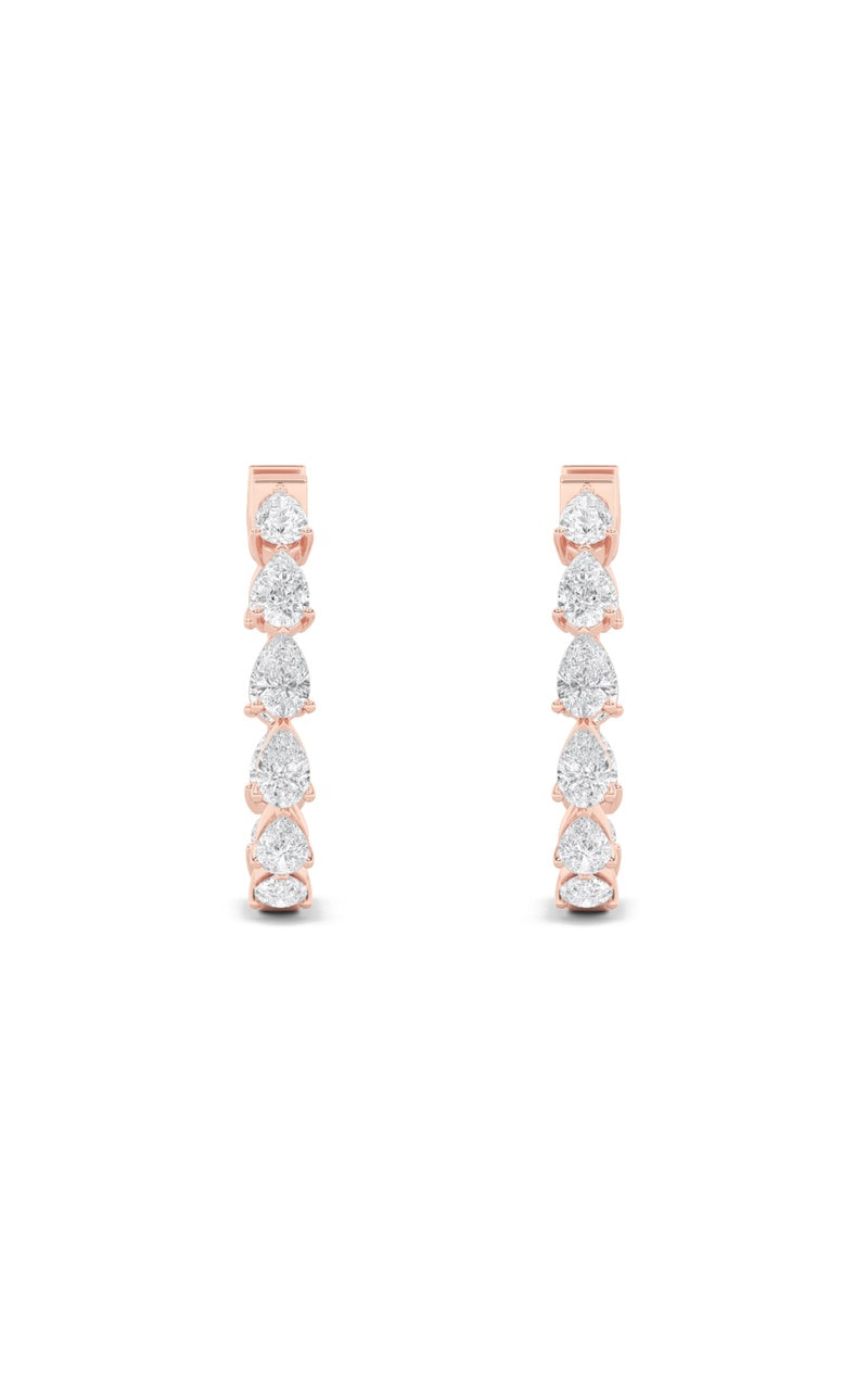 4CTW Pear Shaped Lab Grown Diamond (F/VS) Inside Out Hoop Earrings in 14K Gold