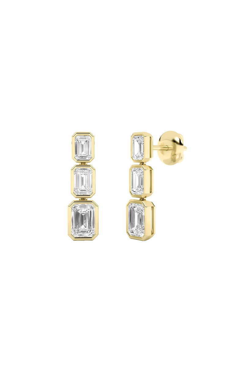 5CTW Emerald Shaped Lab Grown Diamond Earrings in 14K Gold