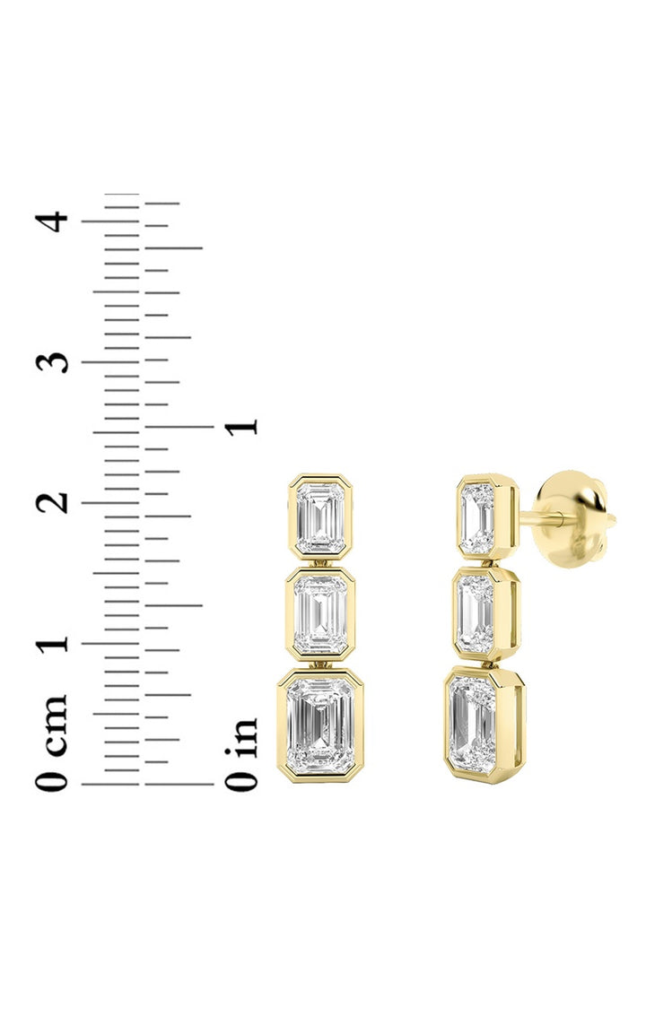 5Cttw Emerald Shaped Lab Grown Diamond Earrings in14K Gold