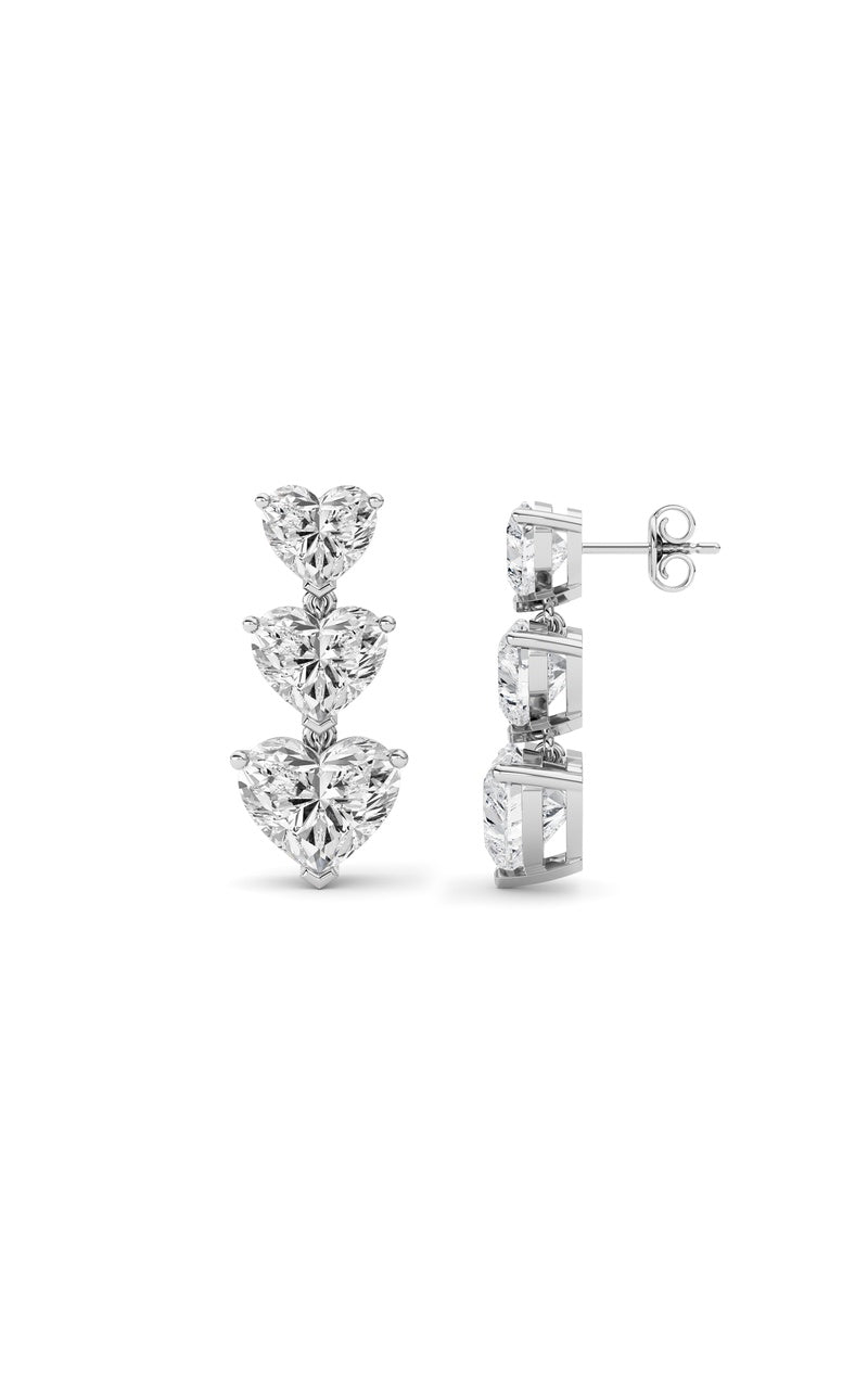 16Cttw Heart Shaped Lab Grown Diamond (F/VS ) Earrings in 14K Gold