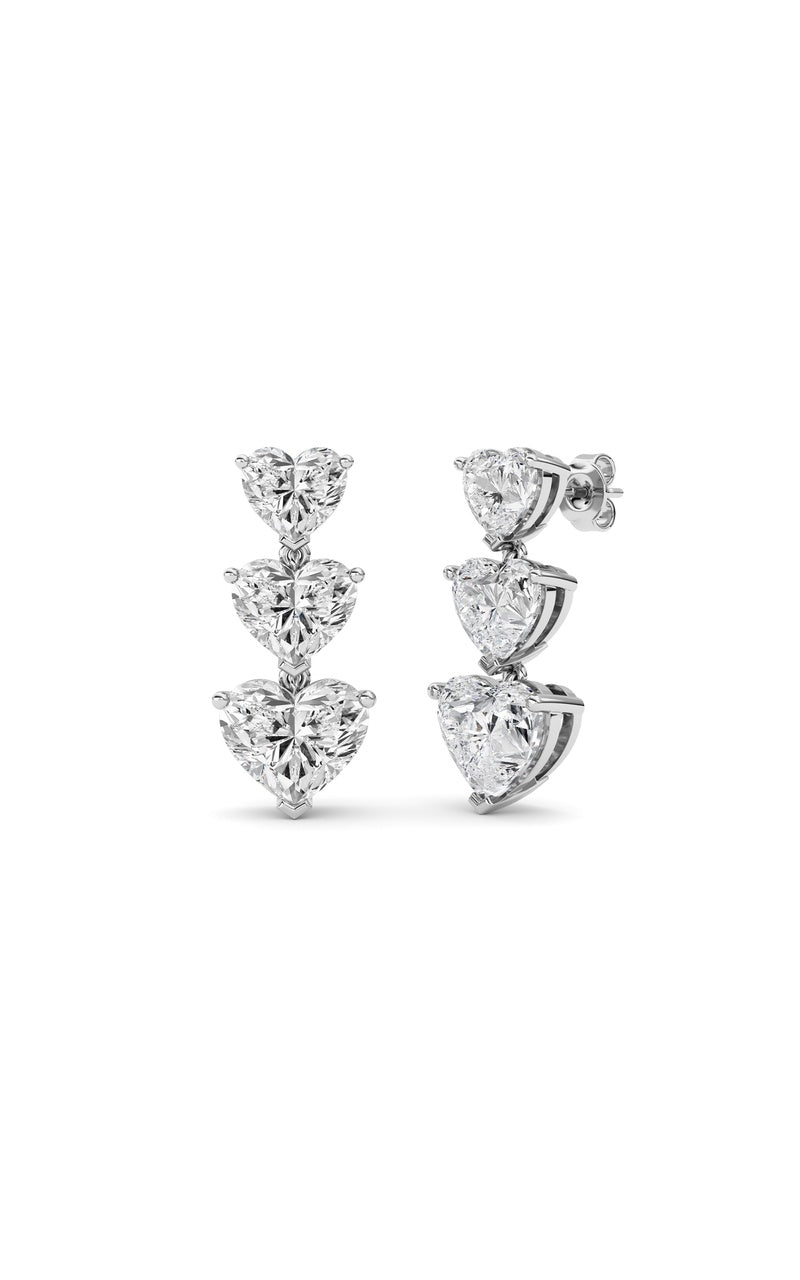 16Cttw Heart Shaped Lab Grown Diamond (F/VS ) Earrings in 14K Gold