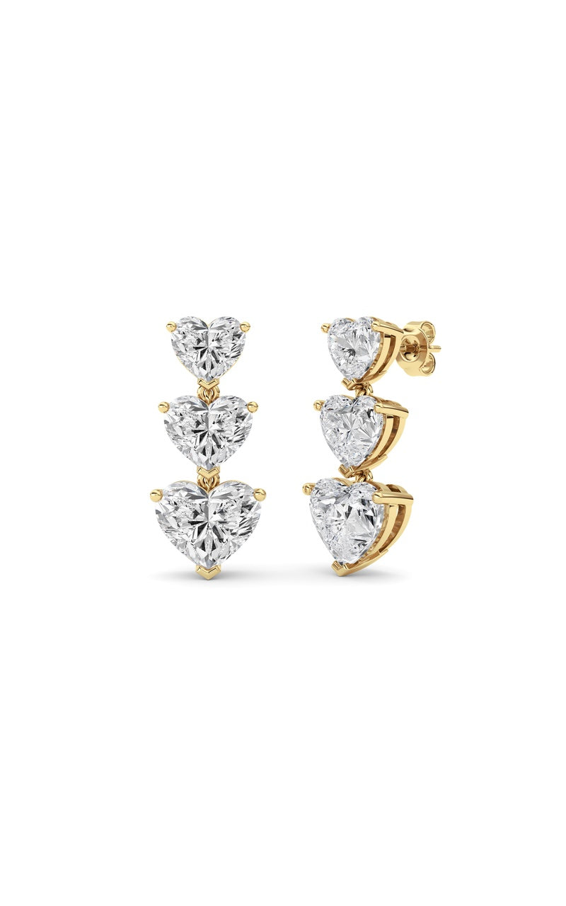 16Cttw Heart Shaped Lab Grown Diamond (F/VS ) Earrings in 14K Gold