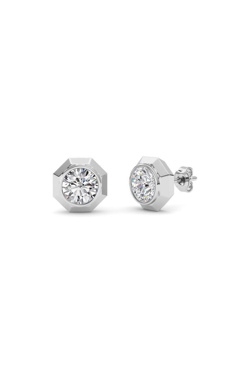 2CTW Round Shaped Lab Grown Diamond (F/VS ) Stud Earrings in 14K Gold