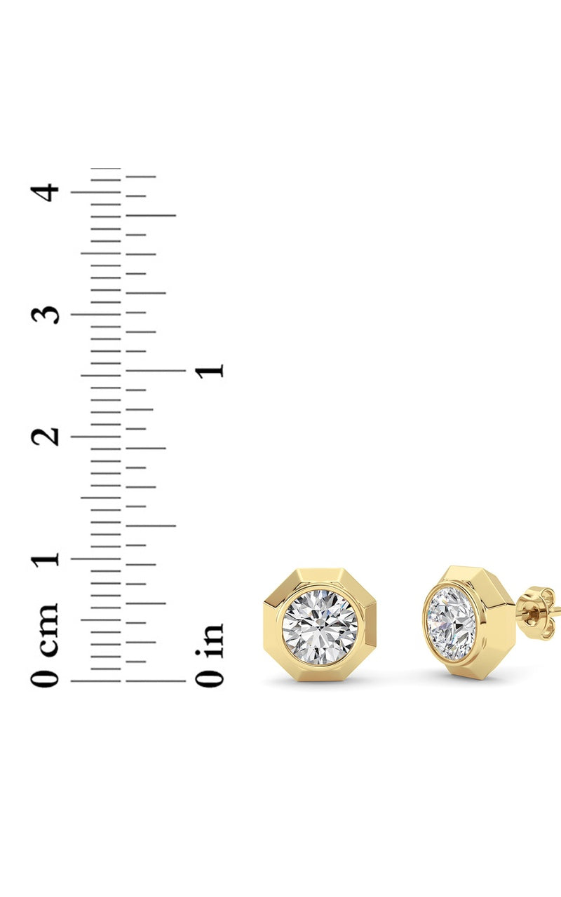 2CTW Round Shaped Lab Grown Diamond (F/VS ) Stud Earrings in 14K Gold